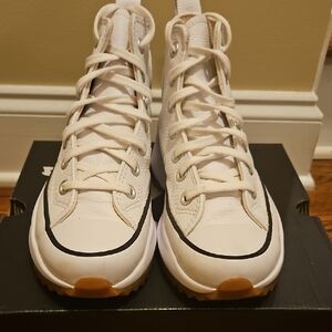 Converse White Platform High-Top Sneakers with Black Trim